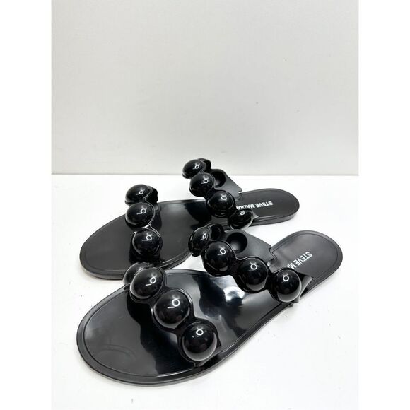 Steve Madden Sandals Womens Size 6 Black Zaza Jelly Slip On Slides - Picture 1 of 7